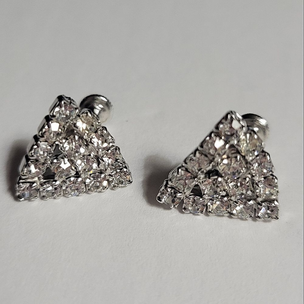Vintage Rhinestone Hollywood Screw Back Earrings